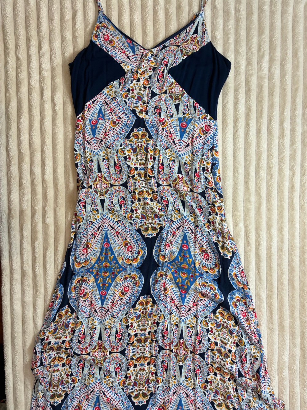 Xhilaration Women’s L Floral Paisley Maxi Dress Navy White Fall